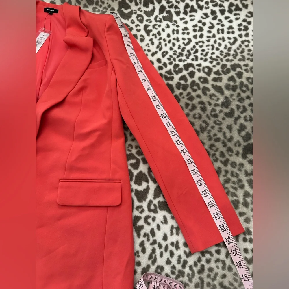 Express Studio Stretch Twill Boyfriend Blazer in Hot Coral Size Small Women’s - Picture 17 of 17